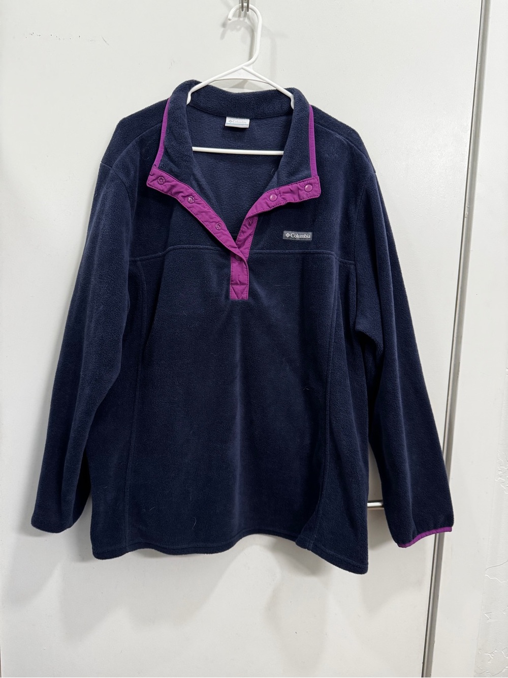 Columbia Women's Navy Fleece Pullover with Purple Trim